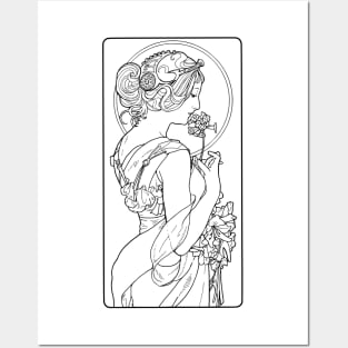 Alphonse Mucha Primevere black and white Posters and Art